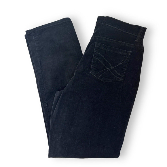 Y2K Gloria Vanderbilt Corduroy Pant Jeans Sz 14 Black Straight Leg High Rise - Picture 3 of 16